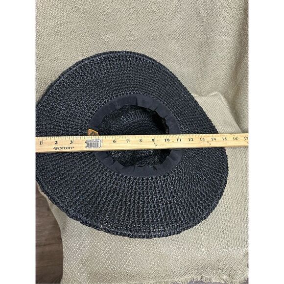 Scala Collection Womens Sun Hat Black Hand Crafted Woven Bead Bow Back One Size - Picture 8 of 8